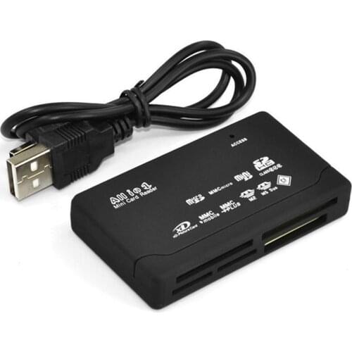 All In One Memory Card Reader USB External SD SDHC Mini Micro M2 MMC XD CF Support USB V2.0 Full Speed Specification Black