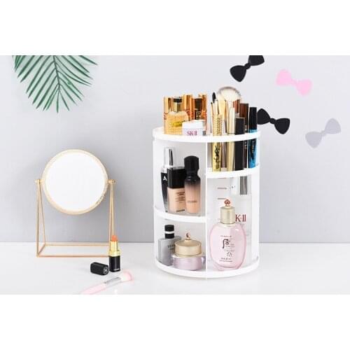 1PC 360-degree Rotating Drawer Makeup Storage Box Brush Holder Jewelry Organizer Case Transparent Cosmetic Organizer Box OK 0681