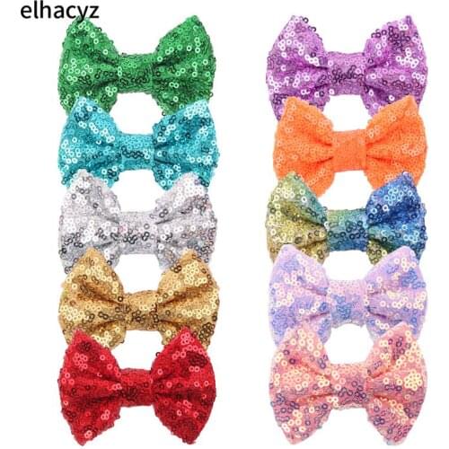 10pcs/lot 2021 NEW 54 Colors 3'' Mini Glitter Sequin Hair Bow Cute Hair Clip Barrette Party Headwear Girls DIY Hair Accessories