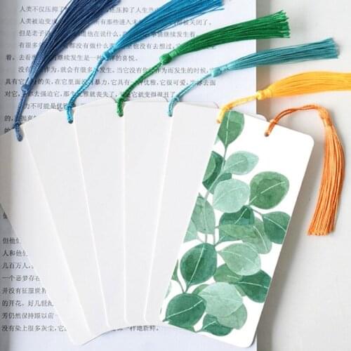 120PCS DIY Cardstock Bookmarks with Tassel Pendant Classroom Project Supplies N0PB