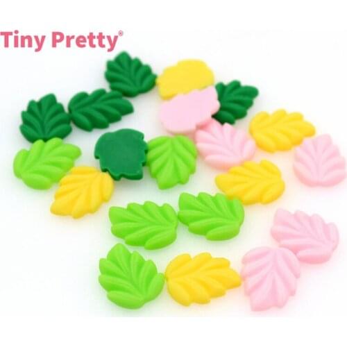 20PCS Matt Color Resin Leaf Cabochons 20mm Flatback Green Leaf Cabochon Accessory for DIY Craft, Slime Project, Phone Case Decor