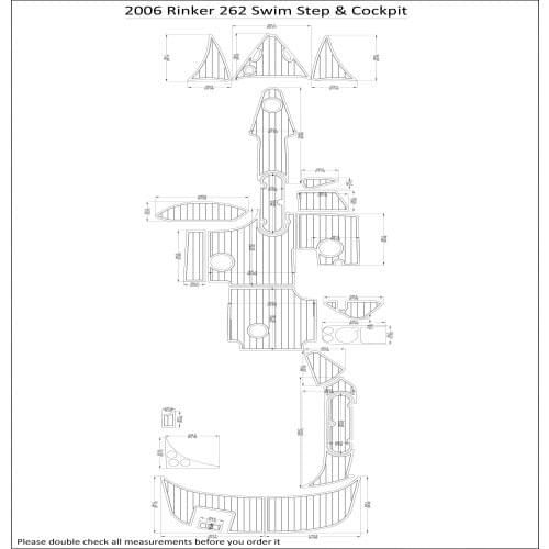 2006 Rinker 262 Swim Step & Cockpit Pad Boat EVA Teak Decking 1/4" 6mm