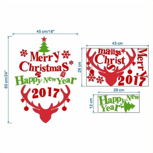 2018 DIY Merry Christmas Wall Stickers Decoration Window Wall Stickers Removable Vinyl Wall Decals Xmas Decor 60x45cm cp1713