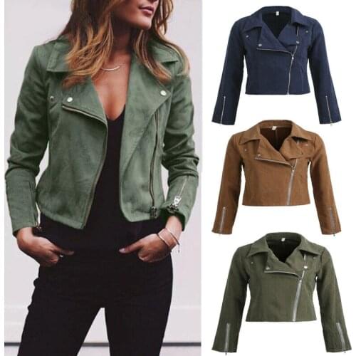2020 Fashion Womens Autumn Winter PU Leather Biker Jacket Coat Short Punk Motorcycle Jacket