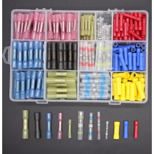 360/240/160PCS Mixed Heat Shrink Solder Sleeves Insulated Butt Electrical Splice Wire Connectors Cable Crimp Terminals 10-26AWG