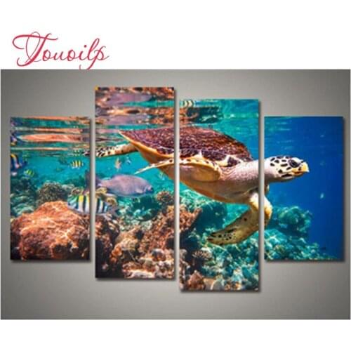4 pcs diy Diamond Embroidery Sea turtle Diamond Painting Cross Stitch Underwater world Diamond Mosaic Embroidery Home Decoration