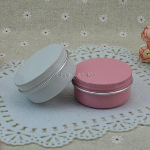 50g Aluminum Cosmetic Jar Container Screw Thread 100pcs/lot Pink/White 50ml Makeup Container Factory Wholesale Free Shipping