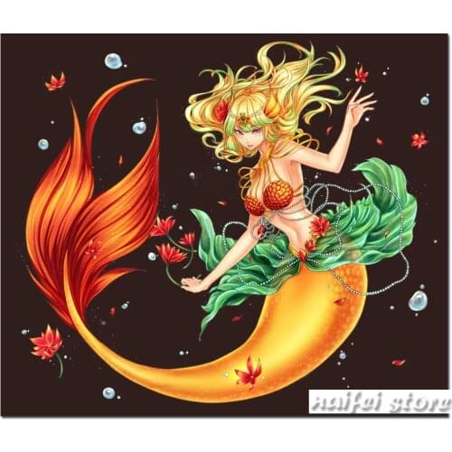 5d Diy Diamond Painting Cartoon Beautiful Mermaid Full Drill Diamond Embroidery Sale Diamond Mosaic Landscape Decoration