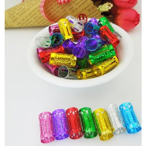 60Pcs gold 16/8mm Plated hair braid dread dreadlock beads adjustable cuff clip 8mm hole clip+3pcs free hair styling diy