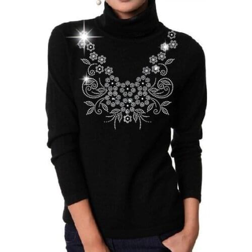 2pc/lot Flower design stone hot fix rhinestone transfer motifs iron on design iron rhinestone appliques