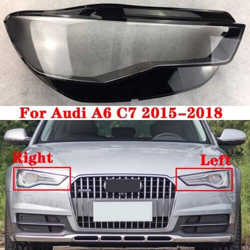 Car Front Headlight Lens Cover For Audi A6 C7 2015-2018 Auto Shell Headlamp Lampshade glass Lampcover Head lamp light cover