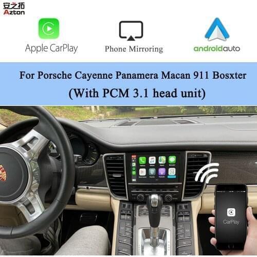 AZTON PCM3.1 Apple CarPlay Wireless Android Auto Module For Porsche Macan Cayenne Panamera Reverse Front Camera Interafce