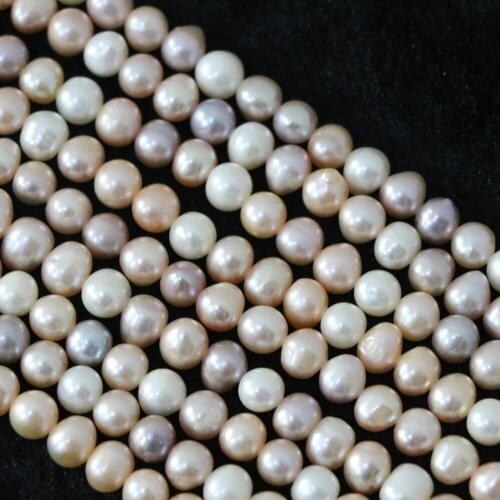 Charms Mix-colored 7-8mm Natural Freshwater Cultured Pearl Beads Approx Round Weddings Party Gift Jewelry Making 15inch B1364