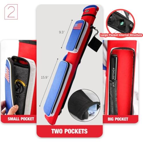 KONLLEN Billiards Case 6 Holes Case Handmade 5.5*12.5*88cm Oval Embroidery 2 Butts 4 Shafts Billiard Bag Billiards Accessories