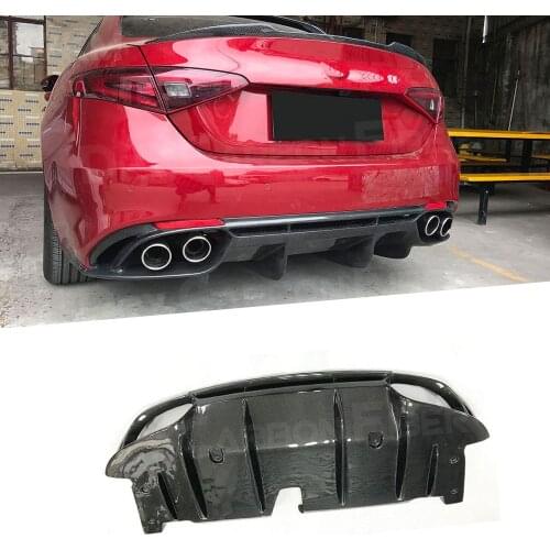 Carbon Fiber Rear Bumper Diffuser Lip Spoiler Bumper Guard for Alfa Romeo Giulia Sport Car Body Kit 2017 2018 2019 FRP