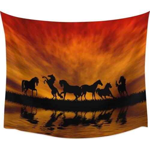 Horses Sunset Lake Scenery Wall Tapestry Home Wall Decor Bedroom Tapestry Tapestry Wall Hanging Yoga Mat Picnic Mat