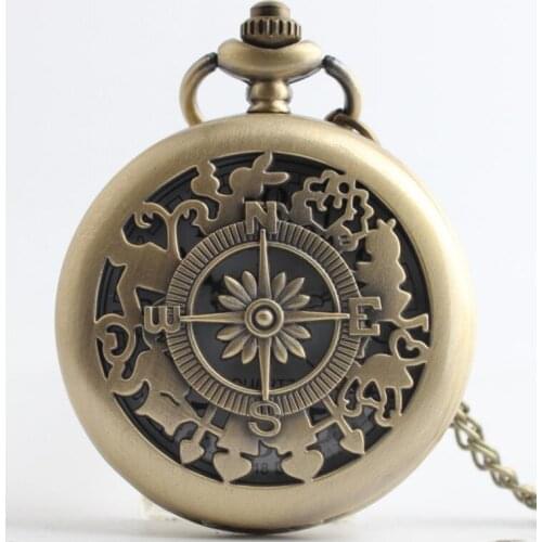 Hot Sell Bronze Hollowed Quartz Pocket Watches Christmas Gift Watches Wholesale