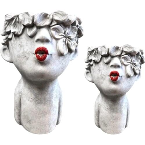 Face Art Sculpture Head Planter Flowerpot Succulent Pots Cactus Planter Desktop Decoration