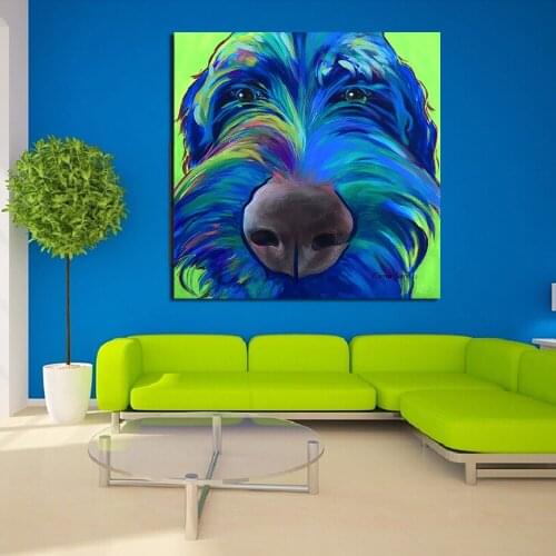 JQHYART Animal Painting Cute Dog Art Wall Pictures For Living Room Canvas Art Home Decor Modern No Frame Oil Painting
