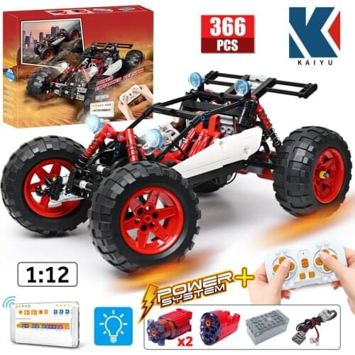 KAIYU 366PCS LED City Technical RC Car MOC Building Blocks APP Remote Control Programming Off-road Vehicle Bricks Toys For Boys