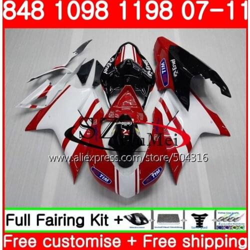 Body For DUCATI 848R 1098R 848 1098 1198 07 08 09 10 11 TOP white red 79SH14 1098S 848S R 1198S 2007 2008 2009 2010 2011 Fairing