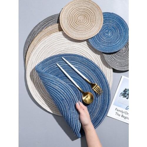 4/6/8 Pcs Round Placemats For Table Mat Anti Slip Drink Coasters Insulated Solid Linen Ramie Table Placemats Decor Kitchen Pads