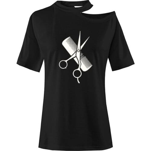 Summer Streetwear New Hairdresser Stylist Scissors Comb Print Women T-Shirt Cotton Hipster Women Short Sleeve Funny Leisure Tops