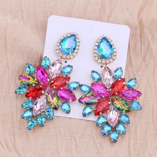 2021 New Rhinestones Jewelry Statement Earrings Big Drop Earrings For Women Fashion Accessories Women Wholesale