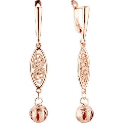 New Arrival Long Earring 585 Rose Gold Women Jewelry Vintage Style Fashion Beads Drop Earring