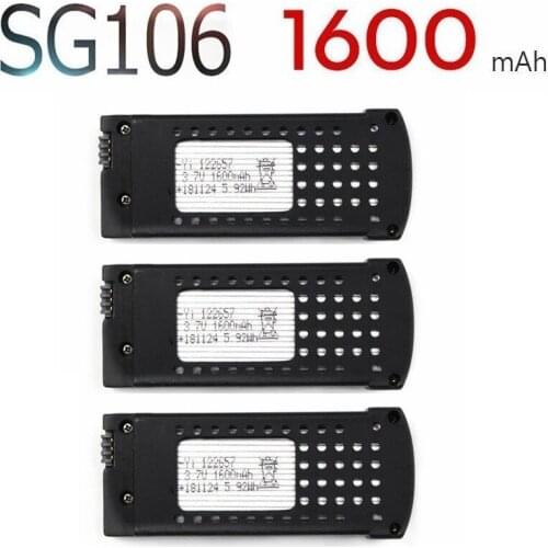 Original For SG106 1600mAh 3.7V Lipo Battery for RC Drone Quadcopter Spare Parts 3.7v Rechargeable Battery SG-106 3pcs/sets