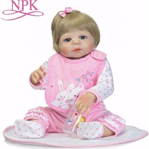 NPK 56CM full silicone reborn baby girl dolls soft silicone vinyl real gentle touch bebe new born real baby Christmas Gift