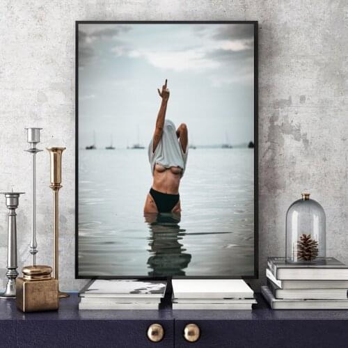 Sexy Model Girl In Water Wall Art Canvas Posters Prints Painting Wall Pictures Living Room Modern Home Decor Accessories Artwork