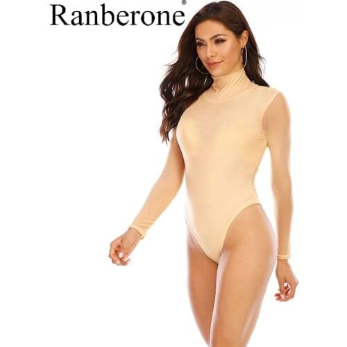 Ranberone One Piece Womens Swimsuit Plus Size Vintage Push Up Bathing Suit 3XL Solid Beachwear Long Sleeve Monokini Swimwear