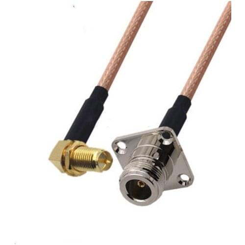 RP-SMA Female Right Angle to N Female 4hole panel Flange Connector Pigtail Jumper RG316 Cable 50 ohm