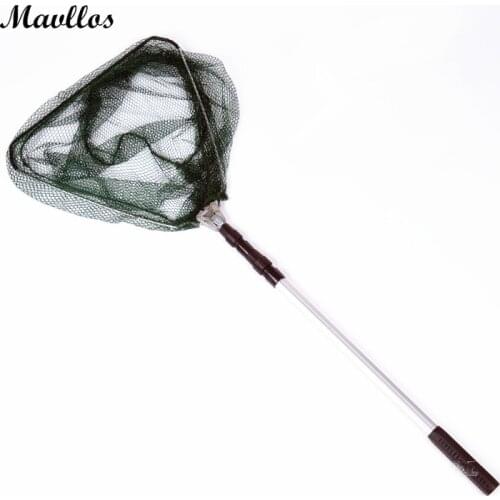 Mavllos 175CM Cheap Triangular Folding Fishing Landing Net Aluminum Large Rubber Carp Fly Fishing Net Telescopic Hand Nets