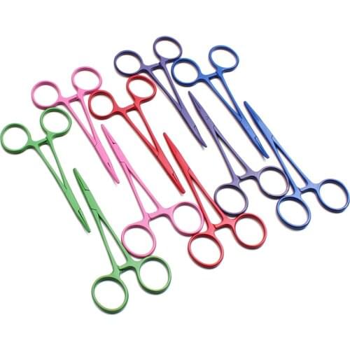 5" Stainless Straight Head Curved Head Animals Hemostatic Forceps Forceps Needle Holder for Pets Hair Towel Clamp Pliers C6201