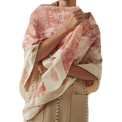 Silk Cashmere Shawl 140 Scarfs For Women Square Horse Print Designer Pashmina Shawls And Wraps Warm Stole Cape Blanket Poncho