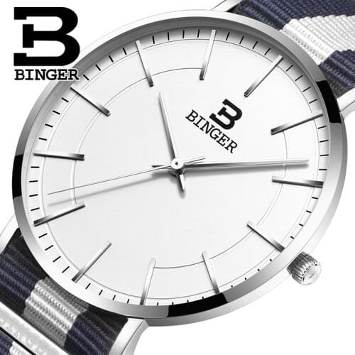 Switzerland BINGER Mens Watch Luxury Brand Ultrathin Limited edition Waterproof loverss quartz Male Wristwatches B-3050M-10