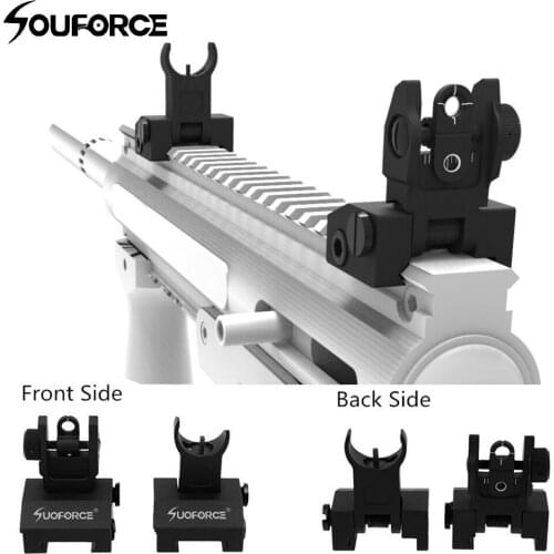US Tactical Iron Low Flip Up Front & Rear Sight Set Folding Profile Quick Detach Rapid Transition Fit Most Rails Hunting