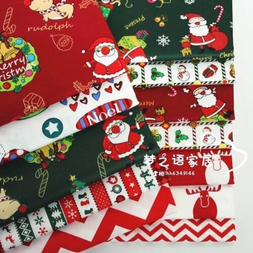 RED GREEN christmas tree elk deer chevron twill fabric for DIY crib cushion tissue cotton fabric cartoon clothes tissus tecidos
