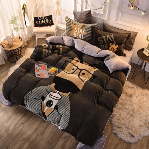 Microfiber Warm Flannel AB Double Sided Duvet Cover Pillowcases,Flat Sheet/Throw Blanket for sofa/Chairs Sleeping Bedding Set