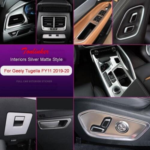 Tonlinker Interior Mouldings Cover Stickers For Geely Tugella FY11 2019-20 Car Styling 1/4 PCS Stainless steel Cover Stickers