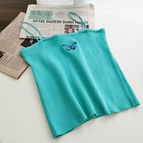 Heliar Women Strap Top Femme Skinny Camis Top Summer SimCute Tops High Street Butterfly Casual TopFor Women 2021 Summer