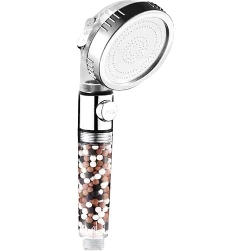 3-Function Shower Head with Switch on/off Button high Pressure Anion Filter Adjustable Shower Head Water Saving for Bathroom