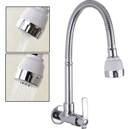 Solid Brass Kitchen Faucet Wall Mounted Universal 360° rotary Faucet Two Water Modes Kitchen Tap Torneira Cozinha De parede