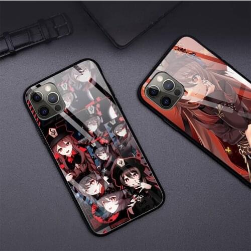 Hu Tao Genshin Impact Phone Case Tempered Glass For iPhone 12 Pro Max Mini 11 Pro XR XS MAX 8 X 7 6S 6 Plus SE 2020 case