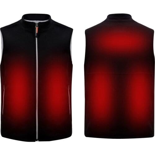 Heated Vest Fleece Heat Jacket Carbon Fibre Heating Pads 3-Gear Temp fiber Solid Color Black Zipper Unisex Winter Warm Outwear
