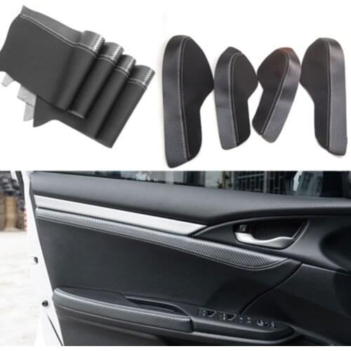 Interior PU Car-Cover Door Panel Armrest Surface Shell Cover Trim Protect Car Styling Accessories For Honda 10th Civic 2016 2017