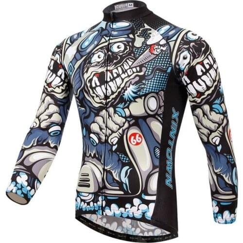 Xintown Skull Men Autumn Long Sleeve Cycling Jersey Raod Bicycle Cycling Clothing mtb Bike Jersey Jackets Ropa Maillot Ciclismo