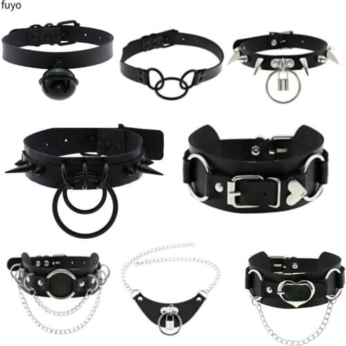 Women Goth Punk Spike Rivet Choker Collar Bondage Pentagram Necklace ON Neck Strap Cosplay Chocker Gothic Accessories